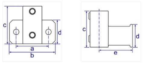 Drawing to show dimensions for 245 heavy duty side support fitting